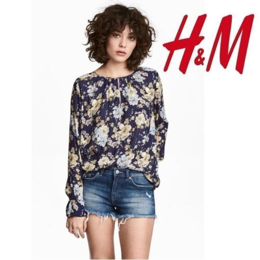 Women's Floral Long-sleeved‎ Founce Cuffs Blouse